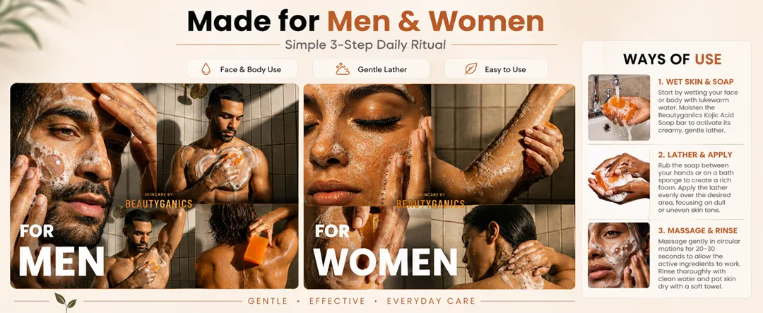 Beautyganics Kojic + Turmeric + Vitamin C Soap — made for men and women