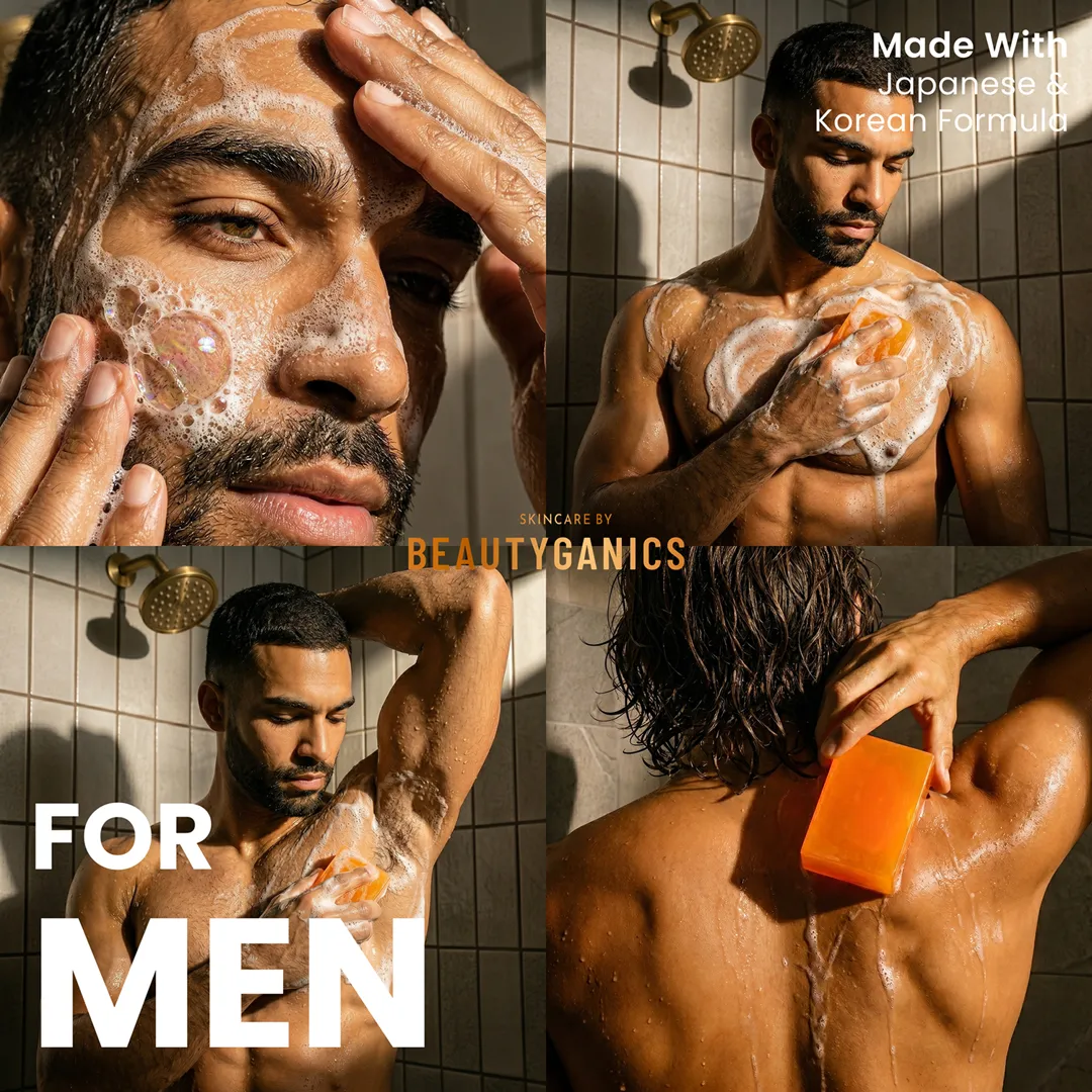 For men — Beautyganics soap in the shower